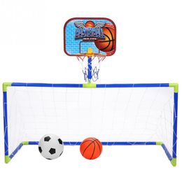 Children Hanging Basketball Stand Indoor 2 in 1 Mini Basketball Hoop Soccer Goal Net Backboard Football Guard Frame Set Kid Game