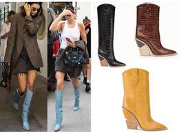New Winter Wedge Boots Woman Full Grain Leather Fashion Hot Womens Half Booties Size 42
