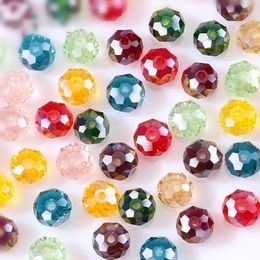 4 6 8mm Czech Loose Rondelle Crystal Beads For Jewellery Making Diy Needlework AB Colour Spacer Faceted Glass Beads