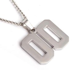 2020 hot selling #0-#99 POLISHED JERSEY NUMBER PENDANT WITH CHAIN NECKLACE