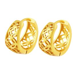 Fashion Jewelry Hollow Hoop Earrings 18k Yellow Gold Filled Womens Earrings Classic Style Gift