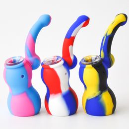 Portable Gourd Silicone Pipe Silicone Bubbler Mini Smoking Pipe Tobacco Hand Pipe Oil Rigs Silicone Bong Free Shipping