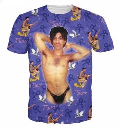 Роскошные мужские дизайнер футболки Мужчины Женщины Hip Hop Футболка 3D печати Известный американский певец Принц Роджер Нельсон Дизайнер рубашка XK050