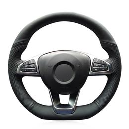 Custom Hand-Stitch Top Leather Car Steering Wheel Cover For Benz CLA220 CLS400