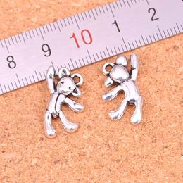 91pcs Charms gymnastics lovely bear Antique Silver Plated Pendants Making DIY Handmade Tibetan Silver Jewelry 19*10mm