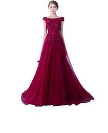 2019 Neue Robe De Soiree Abendkleider Das verheiratete Bankett Elegante weinrote Lave-Blumen-lange Party-Abschlussballkleider Benutzerdefinierte Größe 488