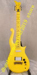 6 string neck through the bottom of the body electric guitar ash body and maple neck all yellow color free shipping