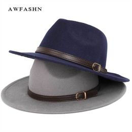 Top Vintage Wide Brim Hat Mens Pork Pie Hats Women's Felt Hat Autumn Winter Men's Hat Wool Luxury Woman Bone Large Size Big Y19052004