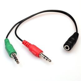 20cm 3.5mm Y Splitter 2 Jack Male to 1 Female Headphone Mic AUX Audio Adapter Cable For Earphone Mobile Phone high quality