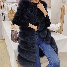 OFTBUY spring autumn jacket women real fur vest female big natural fox fur long parka sleeveless coat luxury streetwear new