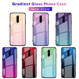 Gradient Tempered Glass Phone Cases For Oneplus One Plus 7 Pro 6T 6Aurora Glasses Cover OnePlus6t A6100 Protective Coque