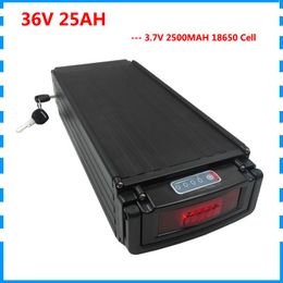 Free shipping 36V 25AH battery 1000W 36 V 25AH lithium battery pack with tail light use 2500mah 18650 cell 30A BMS 2A Charger