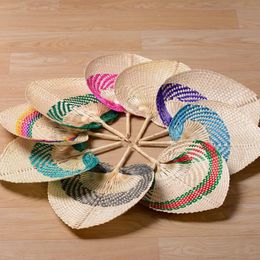 Palm Leaves Fans Handmade Wicker Multicolor Palm Fan Traditional Chinese Craft Wedding Favor Gifts Wholesale ZC0787