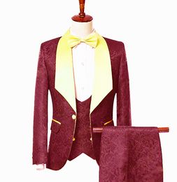 Classic One Button Handsome Groomsmen Shawl Lapel Groom Tuxedos Men Suits Wedding/Prom Best Man Blazer ( Jacket+Pants+Vest+Tie) W74