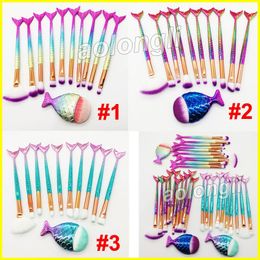 2019 Mermaid Makeup Brush Powder Contour Brushes set Eyeshadow Brush 11pcs kit Mermaid Foundation Brush face brushes Beauty Cosmetics tools