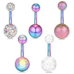 Stainless Belly Button Rings Piercings Ombligo Navel piercing Sexy Navel Earring Rainbow Body Jewellery Pircing GD334