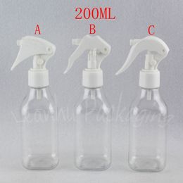 200ML Transparent Plastic Bottle With Trigger Spray Pump , 200CC Toner / Water Packaging Bottle , Empty Cosmetic Container