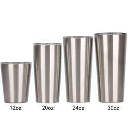 Water Tumbler Coffee Mug Conic Shape Cup 12oz 16oz 20oz 24oz 30oz 18/8 Stainless Steel Insulated Vacuum 2-wall Thermal Glass With Slide Lid