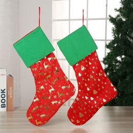 Christmas stockings Canvas velvet Christmas tree decorations Santa Claus candy gift bag socks party pendant decoration multiple styles