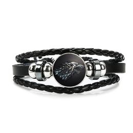 Punk alloy multi-layer braided rope right game bracelet leather cuff unisex bracelet