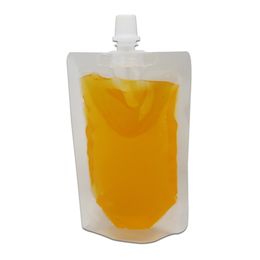 Wholesale Clear Stand Up Poly Drinking Spout Bag Doypack Drink Liquid Pouches for Beverage Milk Fruit Juice Packaging Bags 9 Sizes Available