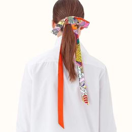 tied head scarves Canada - 200cm Brand Scarf Design Long Women Fashion Female Belt Skinny Head Scarves For Ladies Silk Scarfs Tie Bag Ribbons