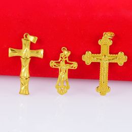 3-Style Cross Pendant with chain 18k Yellow Gold Filled Jesus Crucifix Pendant Necklace Fashion Accessories