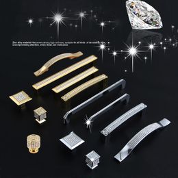 24K Real Gold or Chrome Czech Crystal Drawer Cabinet Knobs Wardrobe Door Handle Furniture Knobs Pull Handles