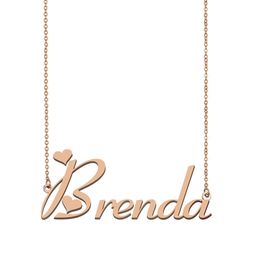 Brenda Name Necklace Pendant for Women Girls Birthday Gift Custom Nameplate Children Best Friends Jewelry 18k Gold Plated Stainless Steel Pendant