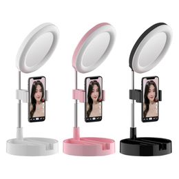 G3 Foldable LED Selfie Ring Light Desk Phone Video Photography Ring Lamp for Makeup Live Streaming OOA8115