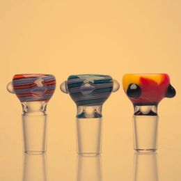 Colorful Handmade Pyrex Handle Glass 14MM 18MM Male Interface Joint Portable Bongs Waterpipe Handpipe Smoking Bowl Oil Rigs Container