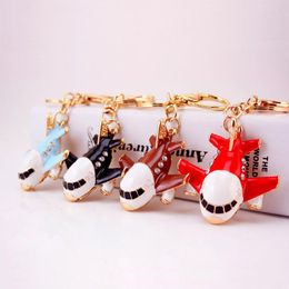 3pcs/Lot Fashion Car Key Chains Cute Pendant Keychain Enamel Alloy Rhinestone Aircraft Key Rings Bag Buckle Pendant Party Gift