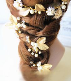 New fashion hand-woven pearl flower bridal headdress earrings set wedding photography hair accessories Jewellery Gift