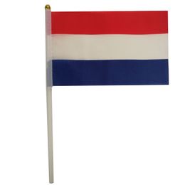 Netherlands Flag 21X14 cm Polyester hand waving flags Netherlands Country Banner With Plastic Flagpoles