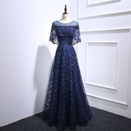 Dark Navy Lace Mother of the Bride Dress with Bolero High Quality Floral Lace Mother's Dresses Lace-up Back