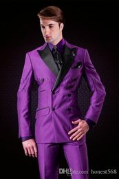 Cheap And Fine Double-Breasted Groomsmen Peak Lapel Groom Tuxedos Men Suits Wedding/Prom/Dinner Best Man Blazer(Jacket+Pants+Tie) A616