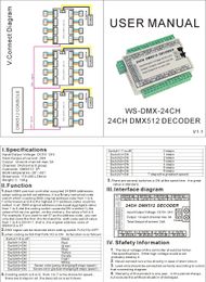 Freeshipping 24 Channel DMX512 Decoder 8 Group RGB Output 24CH DMX LED Controller Dimmer Driver for RGB LED Strip Light