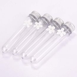 25pcs 40ml Excellent Plastic Transparent Test Tubes with Aluminium Cap Bottles School Supplies Lab Equipments 25x110mm