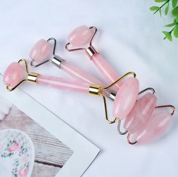 Original 100% Real Jade Roller For Face Thin Massager Natural Crystal Pink Rose Quartz Facial Roller