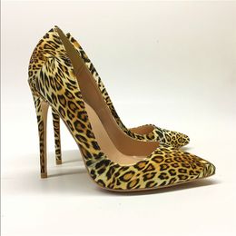 Casual Designer Foto reale Moda Scarpe da donna in pelle verniciata leopardata stampata punta alla caviglia Sexy Lady Tacchi alti pompe 12cm tacchi a spillo taglia grande 44