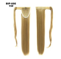 Silky Straight Synthetic Clip in Drawstring Ponytail Hairpieces for Women Hair Extension High Temperature Fibre
