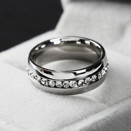 Titanium Stainless Steel CZ Stone Ring for Women stones Weddings Ring Classical Lover Couple Rings Valentine's Bague Bijoux