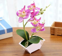 Artificial flower + vas Butterfly Orchid Flower Real Touch leaves Artificial Plants Overall Floral For Wedding Valentine's Day GB149