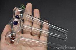 12cm Curved Pyrex Straight glass oil tube pipe tobacco steamrollers oil burner Pipes with Different Colored Balancer Water Smoking oil Pipe