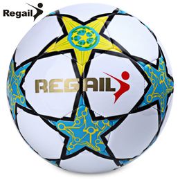 2016 Hot Sale Soccer Ball Regail Five-pointed Star PU White Synthetic Leather Football For Younger Teenager Game Training