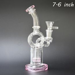 Glass Smoking Pipe Transparent Recycler Oil Dab Rigs Clear Smoking Pipes Pink Glass Bong Oil Rig Shisha Hookah Thick Water Glass Pipe