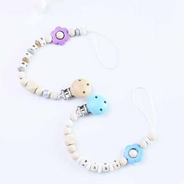 Pacifier Clip Chain Baby Infant Soothie Accessories Girl Wooden Beads Prevent drop Paci Holder Clips Teether Shower Toy