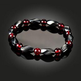 Red Beads Chakra Hematite Stone Stretch Bracelet For Men and Women Anti-Fatigue Magnetic Therapy Bracelet Jewelry
