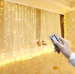 Romantic Wedding stage backdrops curtain with remote control light party decorative lights birthday baby shower dessert table skirts sash