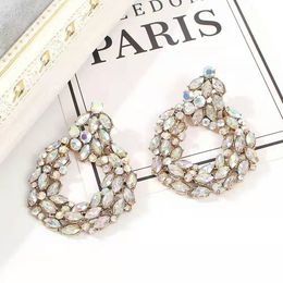 Wholesale- water drop dangle earrings for women luxury designer bling diamond long dangling earring gold rhinestone jewlery bestie love gift